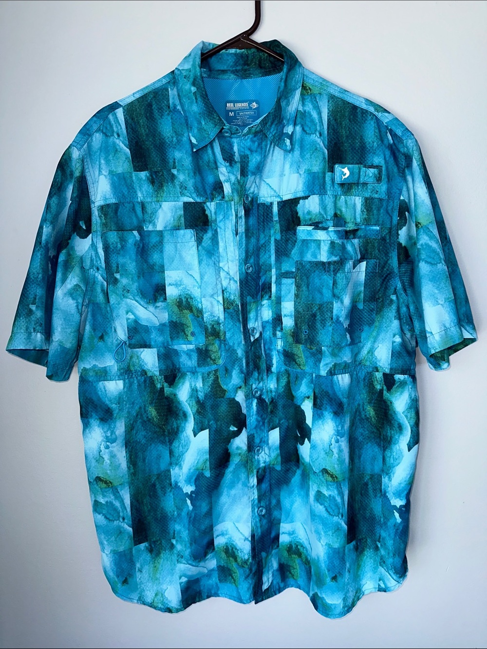 Reel Legends Men's Short Sleeve Shirt - Teal and Dark Teal